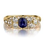 Victorian-Era 18KT Yellow Gold Synthetic Blue Sapphire And Diamond Ring