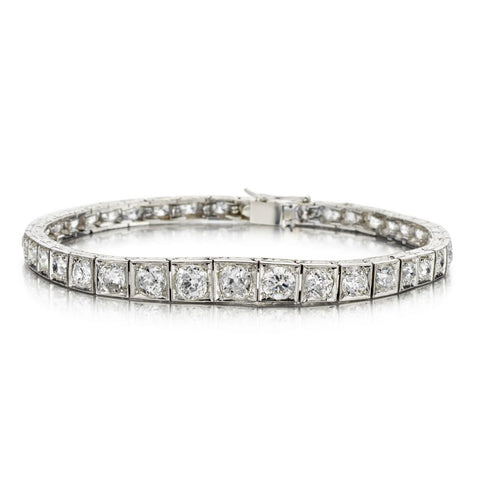 8.50 Carat Total Weight Platinum Art Deco Tennis Bracelet