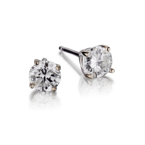 18kt White Gold  Round Brilliant Cut Diamond Stud Earrings. 0.65ct Tw