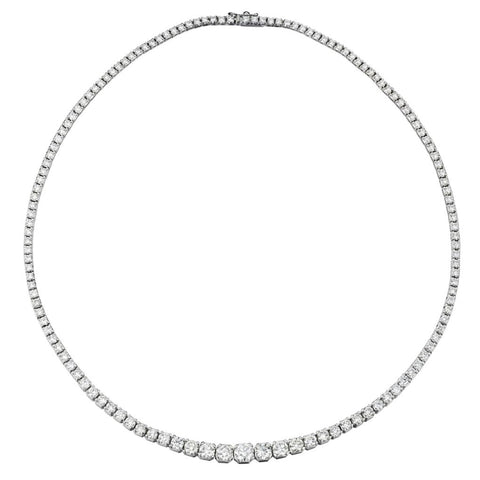 11.50 Carat Total Weight Round Brilliant Cut Diamond Tennis Necklace