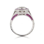 1.25 Carat Round Brilliant Cut Diamond And Ruby Halo-Set Ring