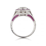 1.25 Carat Round Brilliant Cut Diamond And Ruby Halo-Set Ring