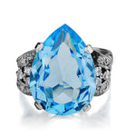 Vintage 15.00 Carat Blue Topaz And Diamond Platinum Dress Ring