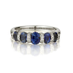 18KT White Gold Sapphire And Diamond Tapering Band