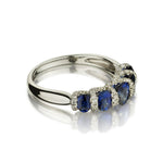 18KT White Gold Sapphire And Diamond Tapering Band