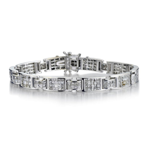 4.00 Carat Total Weight Princess Cut Diamond White Gold Bracelet