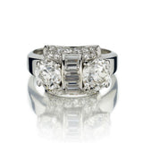 Art Deco 3.30 Carat Total Weight Old-European And Baguette Cut Diamond Ring