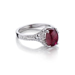 2.95 Carat Cabochon Ruby And Diamond WG Ring