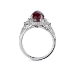 2.95 Carat Cabochon Ruby And Diamond WG Ring