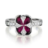 Unique Ladies 14kt White Gold Red Tourmaline and Diamond Ring.