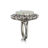 18KT White Gold Oval Opal And Diamond Cocktail Ring