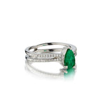 0.85 Carat Green Emerald And Diamond White Gold Ring