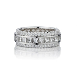 3.26 Carat Total Weight Princess & Round Brilliant Cut Diamond Band