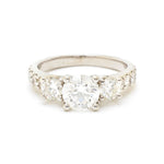 1.28 Carat Round Brilliant Cut Diamond Ring with Sidestones