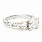 1.28 Carat Round Brilliant Cut Diamond Ring with Sidestones