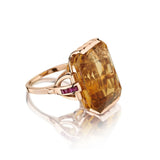 Ladies Large Retro Golden Citrine in 14kt Rose Gold. Approx. 35 Carats. French