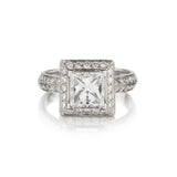 1.52 Carat GIA Princess Cut Diamond Halo-Set WG Engagement Ring