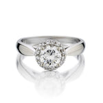 0.71 Carat Round Brilliant Cut Diamond Halo White Gold Ring