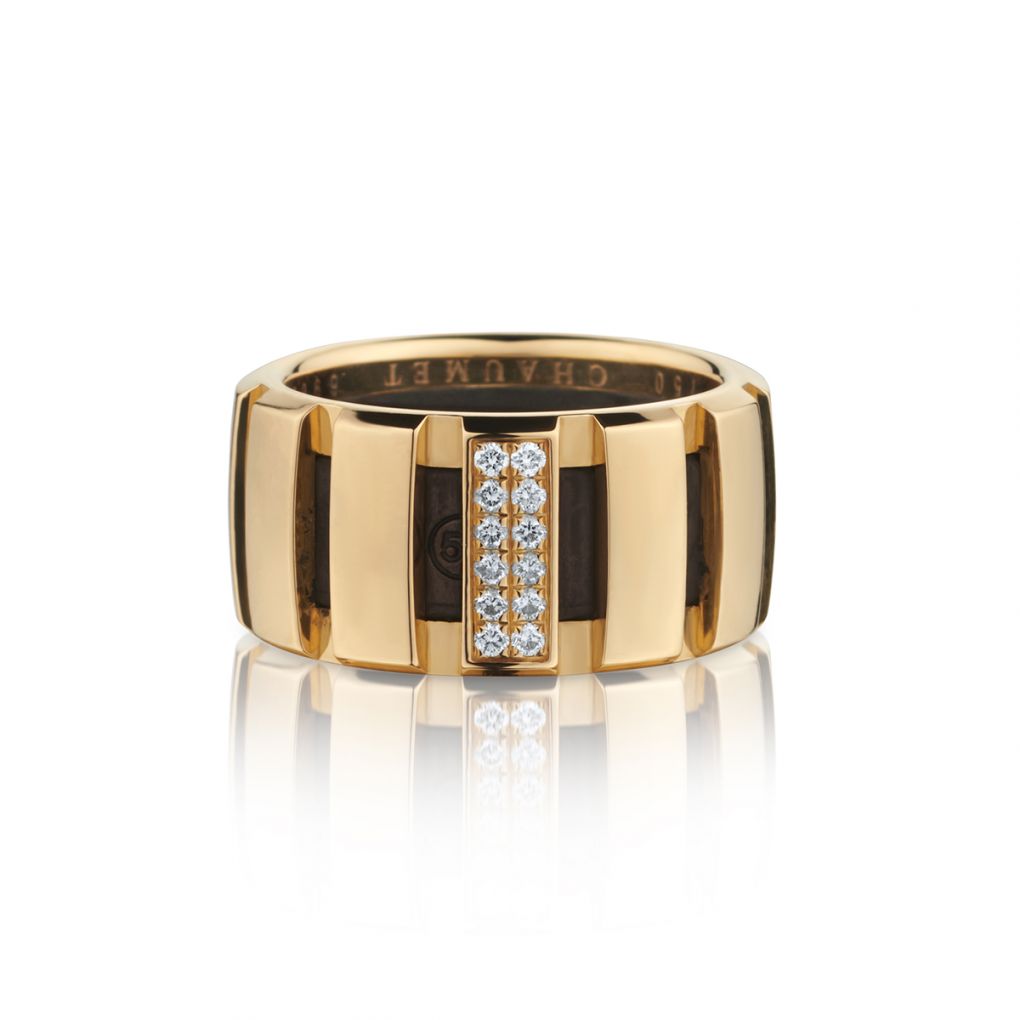 CHAUMET CLASS ONE 18k YELLOW GOLD & DIAMOND BAND RING - size