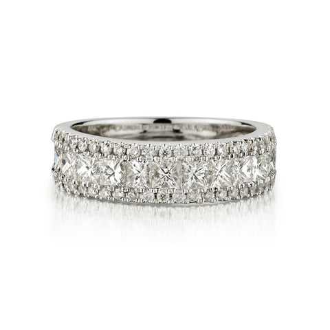 1.55 Carat Total Princess And Round Brilliant Cut Diamond Band