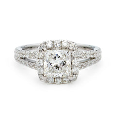 1.15 Carat GIA Princess-Cut Diamond Halo-Set Ring