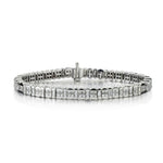 7.00 Carat Total Baguette And Princess Cut Diamond White Gold Tennis Bracelet