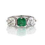 Edwardian-Era Platinum Emerald And Old-European Cut Diamond Ring