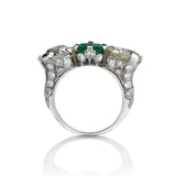 Edwardian-Era Platinum Emerald And Old-European Cut Diamond Ring