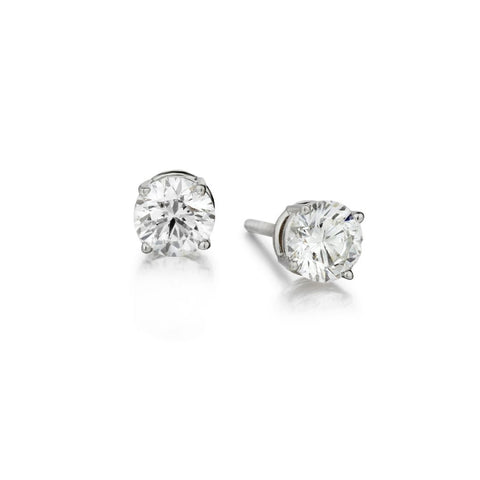 1.45 Carat Round Brilliant Cut Diamond Stud Earrings