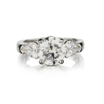 2.45 Carat European Cut Diamond And Pear-Shaped Diamond Ring