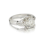 2.45 Carat European Cut Diamond And Pear-Shaped Diamond Ring