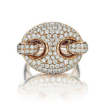 2.50 Carat Total 18KT Rose Gold Gucci-Style Pave-Set Trendy Ring