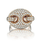 2.50 Carat Total 18KT Rose Gold Gucci-Style Pave-Set Trendy Ring