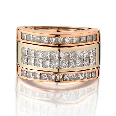 1.50 Carat Total Weight Invisibly-Set Princess Cut Diamond Ring