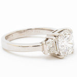 3.02 Carat Cushion Cut Diamond Three-Stone Engagement Ring