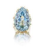 35.00 Carat Aquamarine And Diamond Custom-Made YG Ring