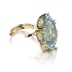 35.00 Carat Aquamarine And Diamond Custom-Made YG Ring