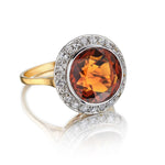 4.75 Carat Citrine Gemstone And Diamond Halo Vintage Ring