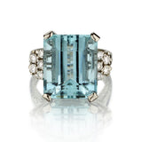 14.00 Carat Aquamarine Gemstone Cocktail Platinum Ring