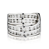 Ladies 14kt white gold wide band featuring 2.50tw Brilliant cut diamonds