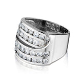 Ladies 14kt white gold wide band featuring 2.50tw Brilliant cut diamonds