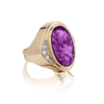 Modern Large Amethyst and Diamond Ring.