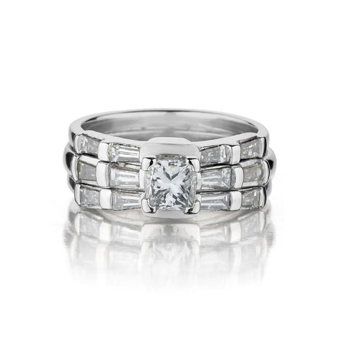 0.60 Carat Princess Cut Diamond 14KT White Gold Wedding Set