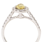 0.60 Carat Natural Light Fancy Yellow Pear-Shaped Diamond Halo Ring