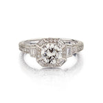 0.93 Carat Round Brilliant Cut Diamond Vintage-Inspired Ring