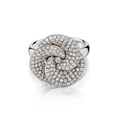 Birks 18KT White Gold Pave-Set Diamond Swirl Cocktail Ring