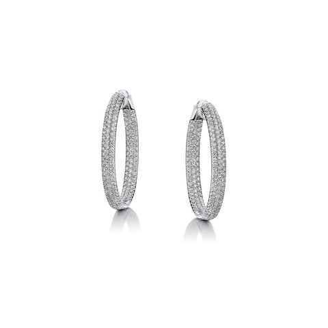 5.25 Carat Total Weight Round Brilliant Cut Diamond Hoop Earrings