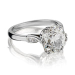 Vintage 4.50 Carat Cushion Cut Diamond Platinum Ring