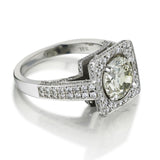 1.70 Carat Round Brilliant Cut Diamond White Gold Halo Set Ring