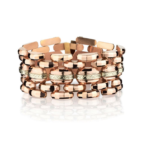 18kt Retro-Era  Rose Gold Gold Wide Bracelet